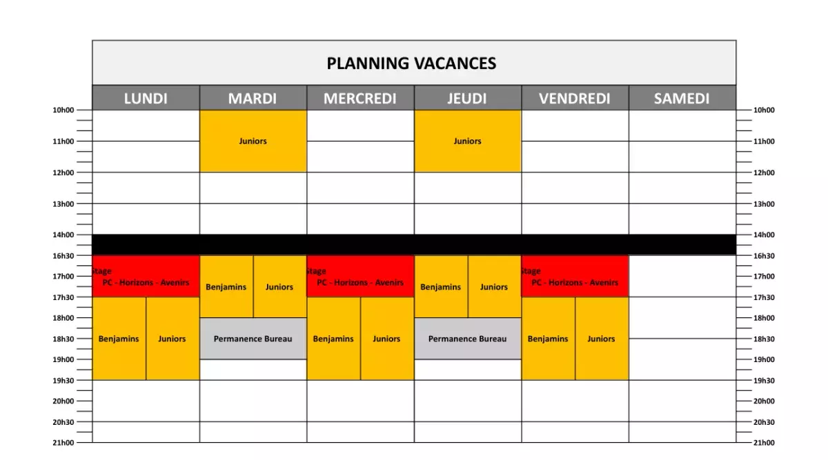 planning vacances